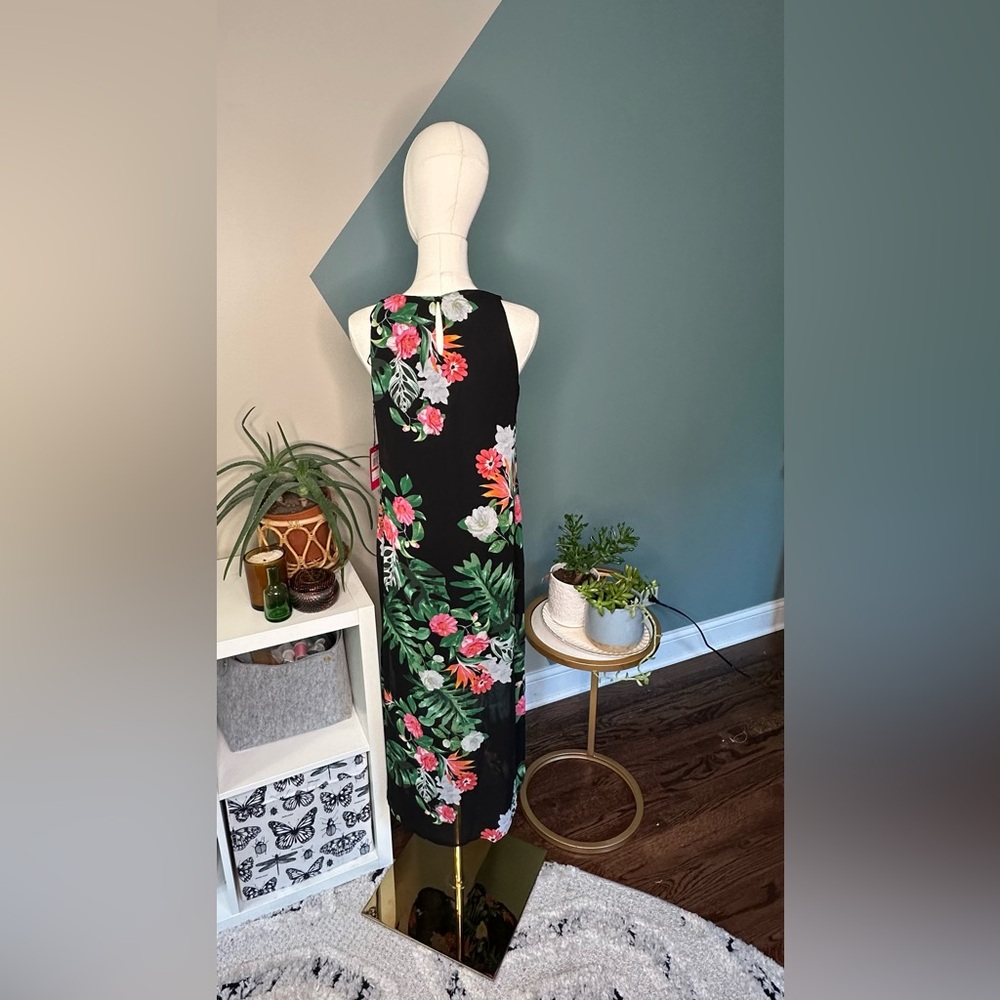 Floral Sheer Overlay Maxi Dress PXS Havana Rich Black Autumn Wedding Guest NWT - Picture 6 of 13